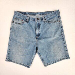 Wrangler Mens Jean Shorts Size 36 Waist Blue Denim 9" inseam